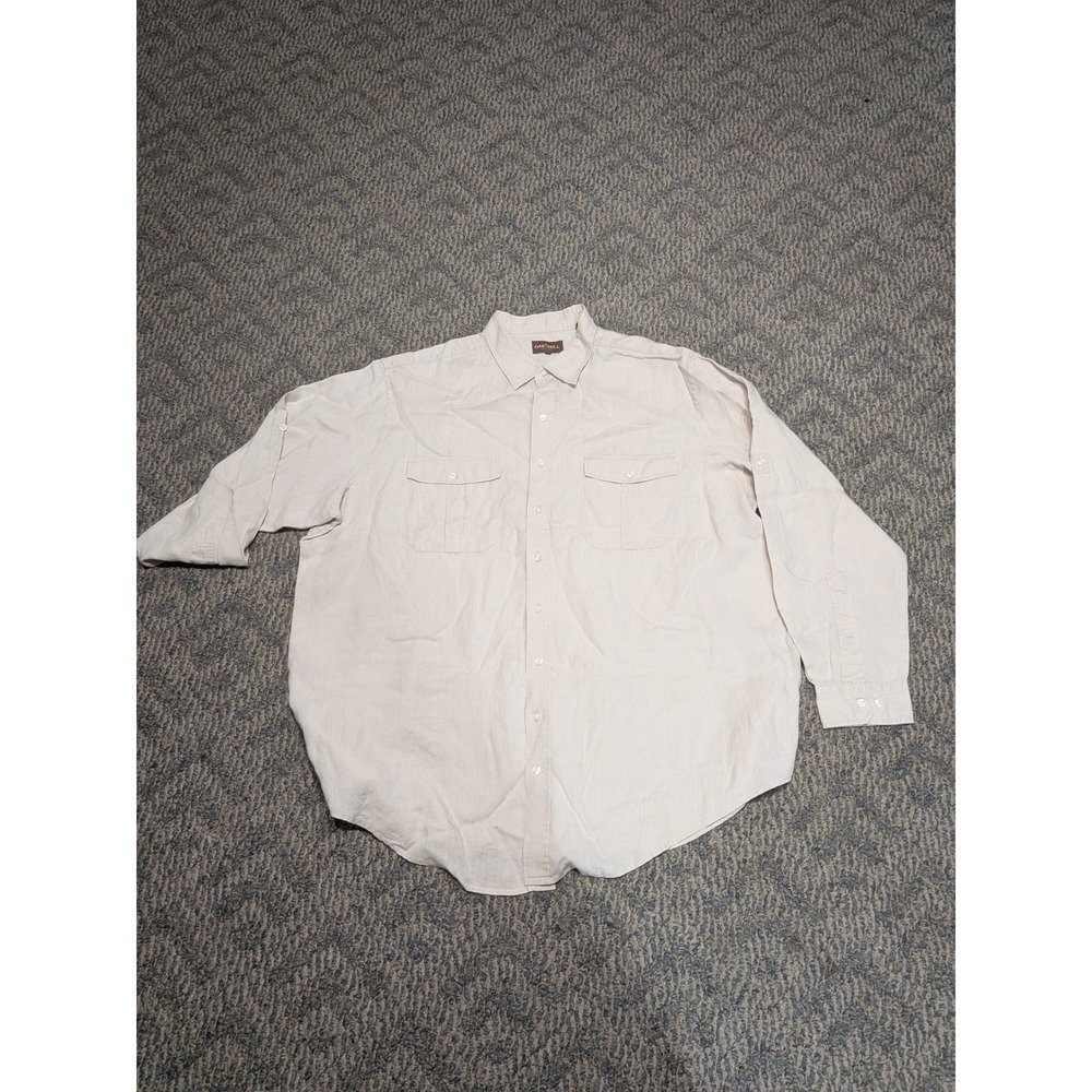 Oak Hill Mens 3XLT Linen Button Down Shirt Beige Long Sleeve Tall Pockets